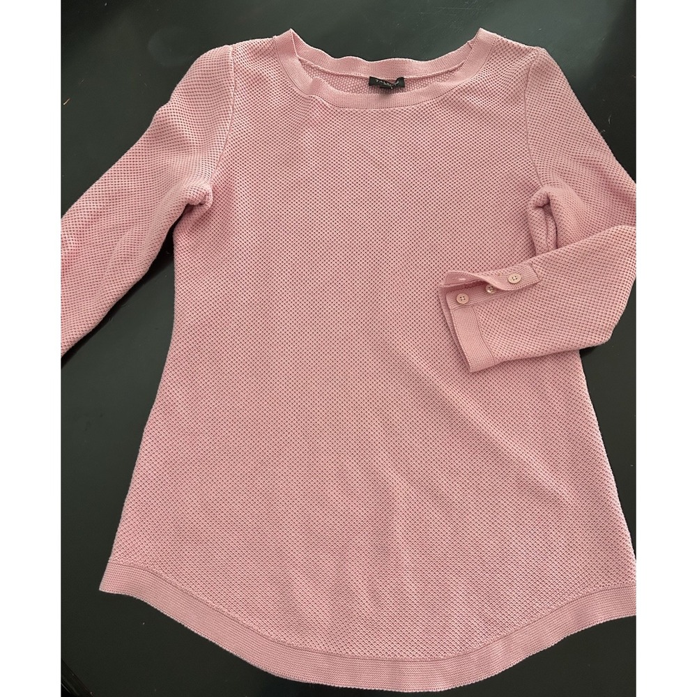 Talbots Knit Waffle Sweater Women's  Pink Cotton Blend Preppy‎ Casual Button Slv